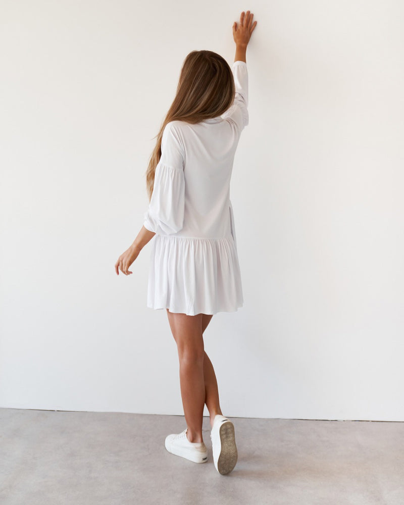 Alia Mid Sleeve White Dress